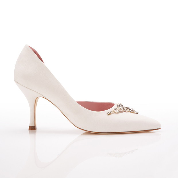 buty ślubne Emmy Shoes z aplikacją na obcasie