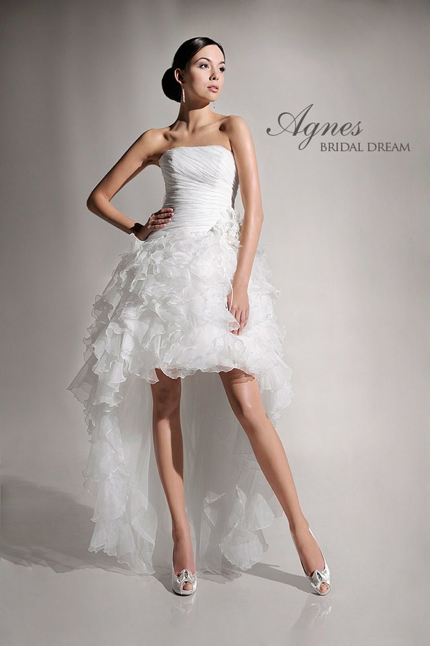 suknia ślubna Agnes Bridal Dream z falbankami asymetryczna
