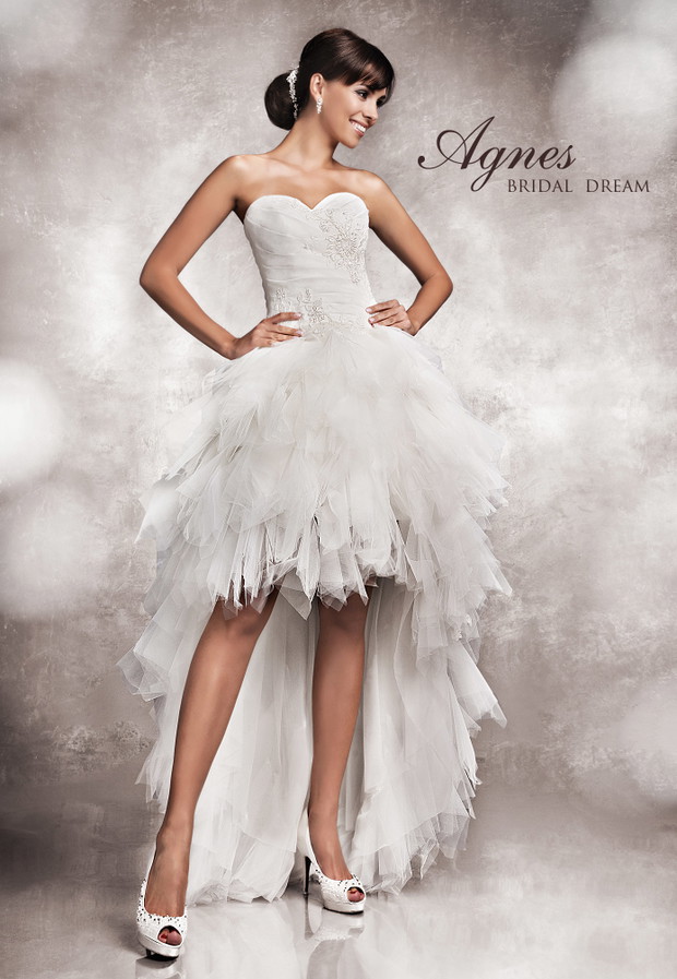 suknia ślubna Agnes Bridal Dream z falbankami asymetryczna