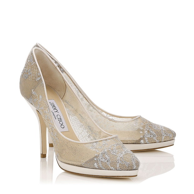 buty ślubne Jimmy Choo koronkowe