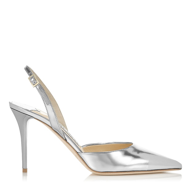 srebrne buty ślubne Jimmy Choo z czubkiem