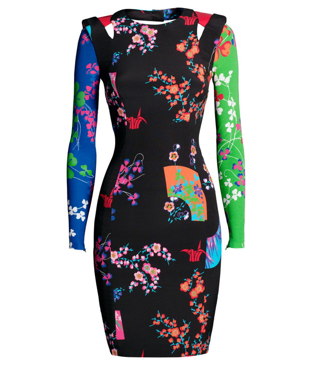 czarna sukienka Versace H&M z kwiatami - jesień/zima 2011/2012