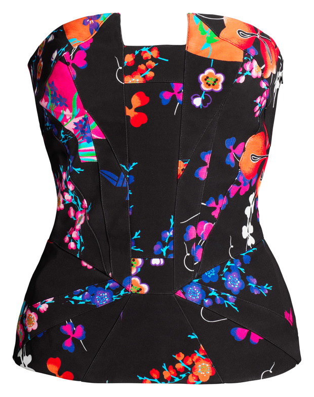 czarny gorset H&M w kwiaty - jesień/zima 2011/2012