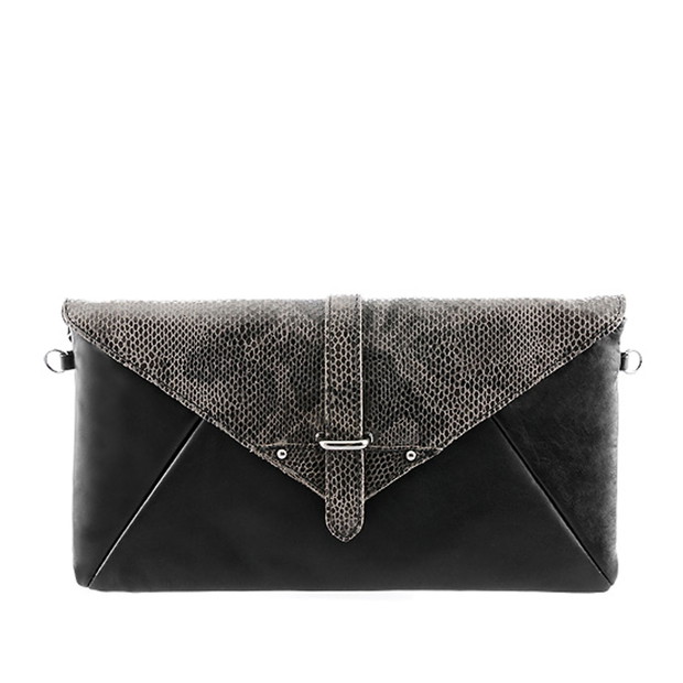 czarny kopertówka Prima Moda w węzową skórę - jesień/zima 2011/2012