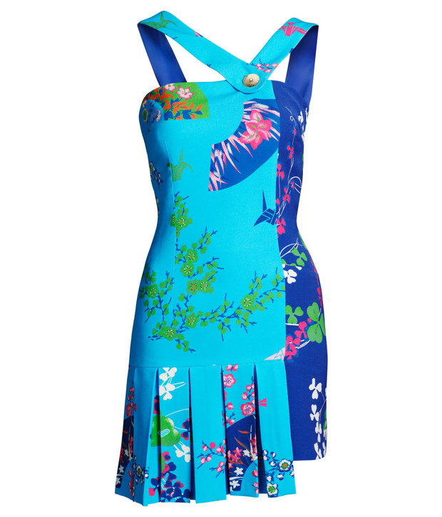 turkusowa sukienka H&M w kwiaty - jesień/zima 2011/2012
