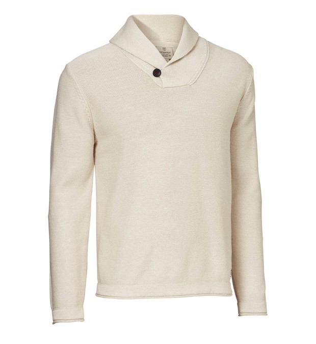 biały sweter Cottonfield z kołnierzem - moda wiosna/lato