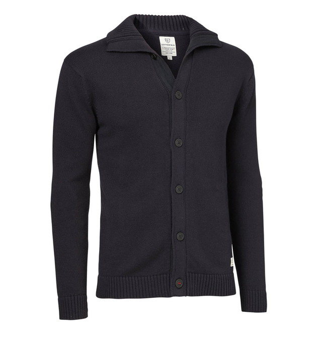 czarny sweter Cottonfield z guzikami z kołnierzem - moda wiosna/lato