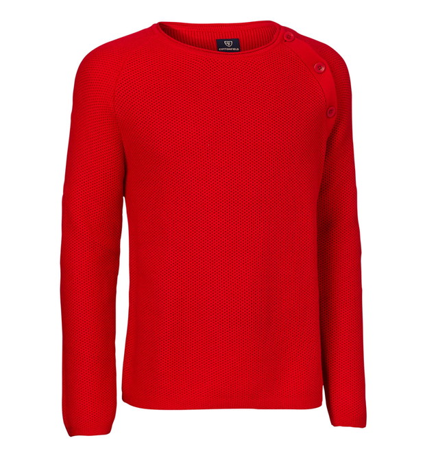 czerwony sweter Cottonfield z guzikami - moda wiosna/lato