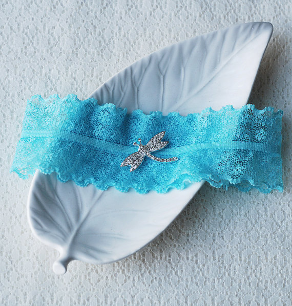 niebieska podwiązka koronkowa Etsy