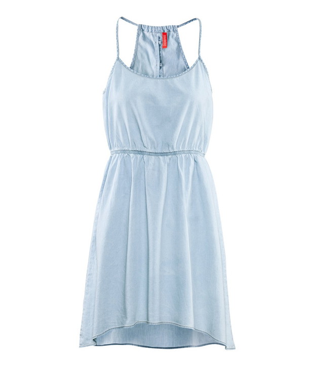 asymetryczna sukienka H&M w kolorze błękitnym - letnie ubrania