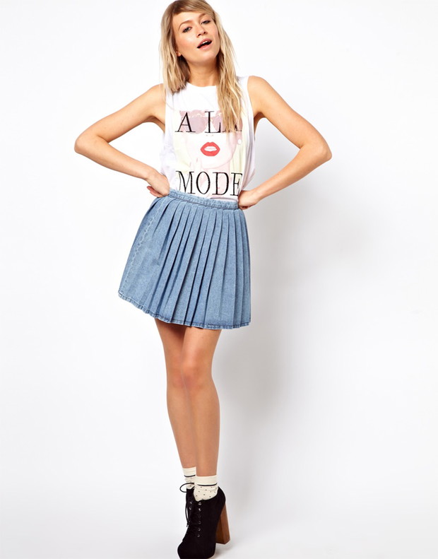 plisowana spódniczka Asos w kolorze niebieskim - lato 2013