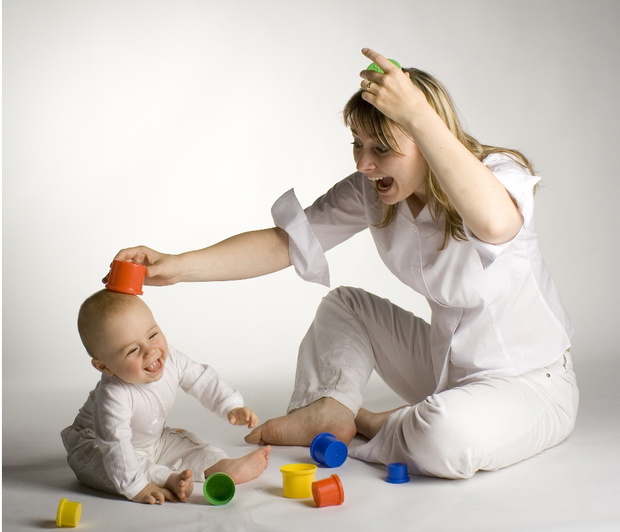 Mother playing with child