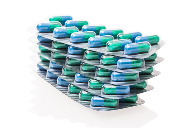 Capsules packed in blisters, isolated on white background