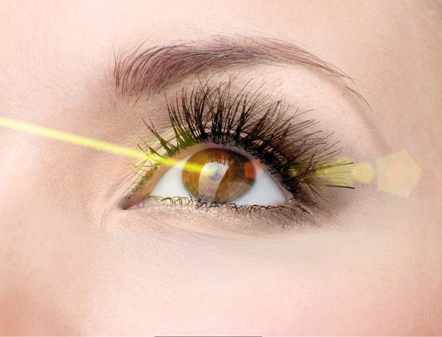 beautiful female eye with bright make-up
