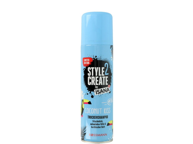 Suchy szampon Rossmann, Style 2 Create Coconut Kiss, Isana, cena ok. 10,99 zł.