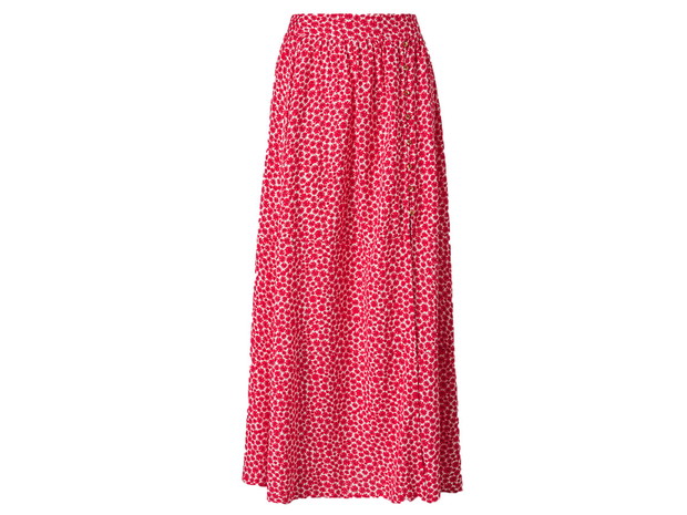 Długa czerwona spódnica w kwiaty, C&A, cena ok. 59,90 zł