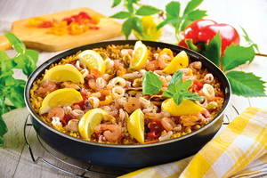 Paella z owocami morza