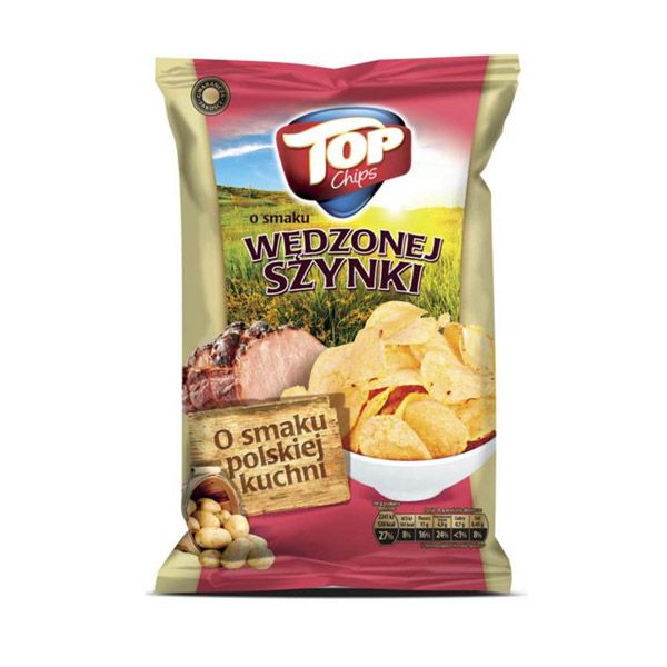 Nowości spożywcze, grudzień 2014: chipsy o smaku wędzonej szynki, do kupienia w Biedronce