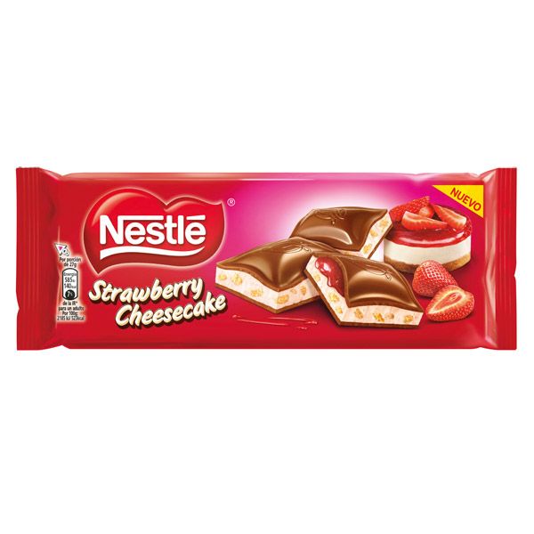 Nowości spożywcze, grudzień 2014: czekolada Nestle o smaku sernika truskawkowego