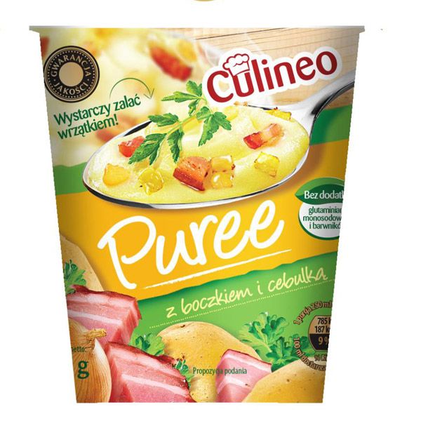 Nowości spożywcze, grudzień 2014: puree z boczkiem i cebulką, do kupienia w Biedronce