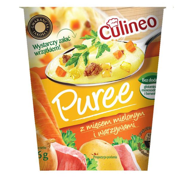 Nowości spożywcze, grudzień 2014: puree z mięsem mielonym i warzywami, do kupienia w Biedronce