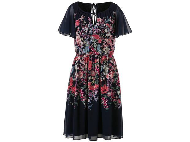 Czarna sukienka w kwiaty C&A, cena ok. 59,90 zł