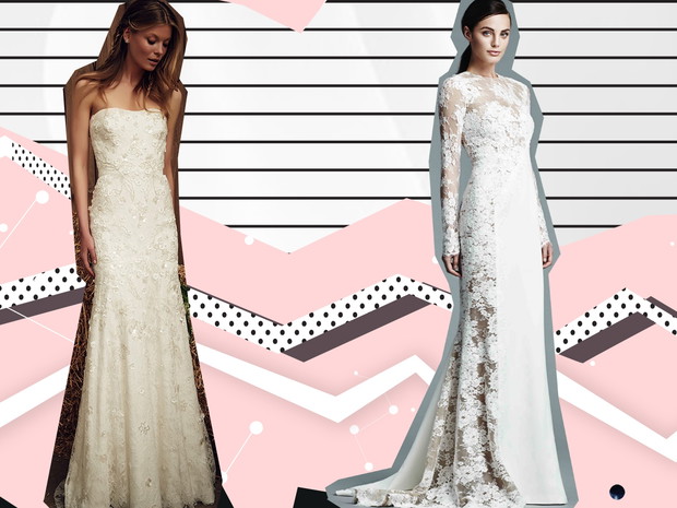Modele sukni ślubnych od lewej: Jenny Packham, J. Mendel