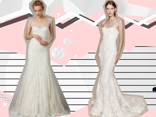 Modele sukni ślubnych od lewej: Lela Rose, Marchesa