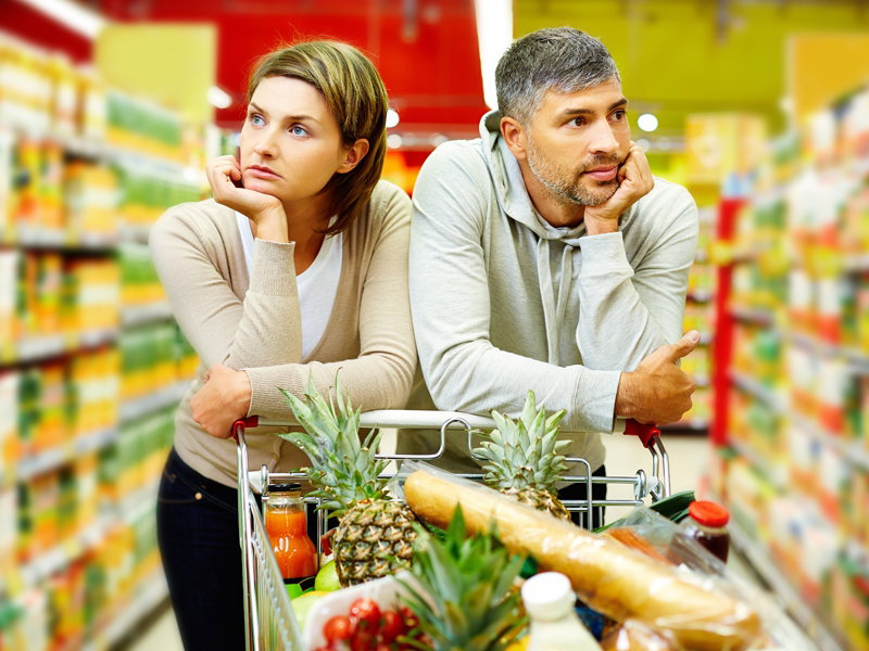zakupy, para, kobieta, mężczyzna, supermarket, zakupy spożywcze