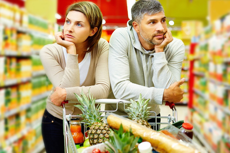 zakupy, para, kobieta, mężczyzna, supermarket, zakupy spożywcze