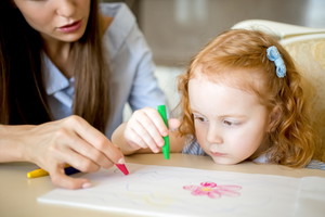 Mama, córka, dziecko, niania