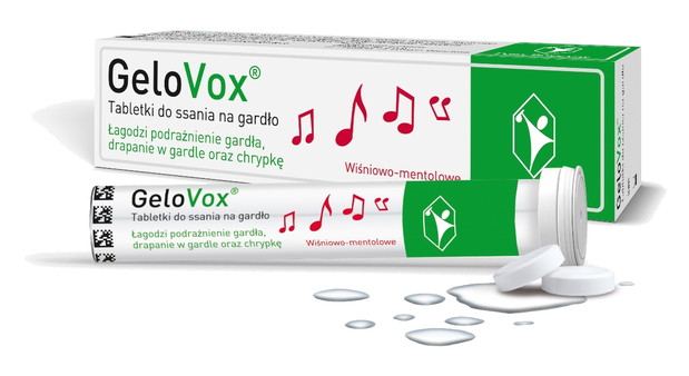 GeloVox - tabletki do ssania z kwasem hialuronowym, dla skutecznej ochrony błony śluzowej jamy ustnej i gardła, cena: 31,90 zł/20 tabletek lub 16,90 zł/10tabletek