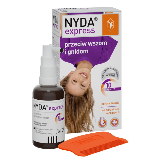 NYDA express przeciw wszom i gnidom, cena: 32 zł/ aerozol 50 ml + grzebień do wyczesywania