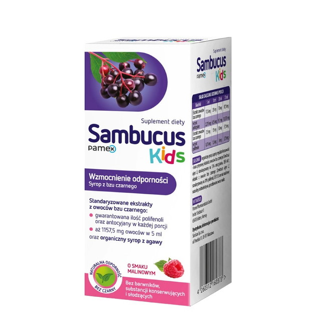 Sambucus kids - syrop z czarnego bzu wspierający odporność, cena: 18,90 zł/120 ml