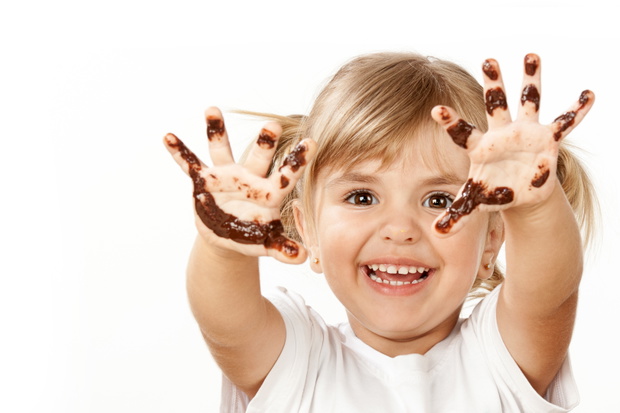 Small girl with chocolate