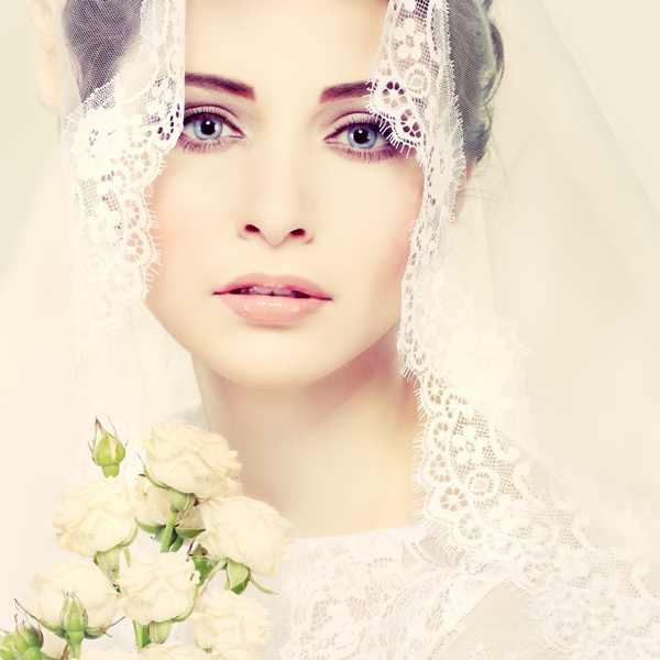 Portrait of beautiful bride. Wedding dress. Wedding decoration