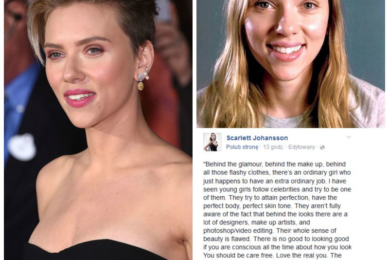 Scarlett Johannson bez makijażu