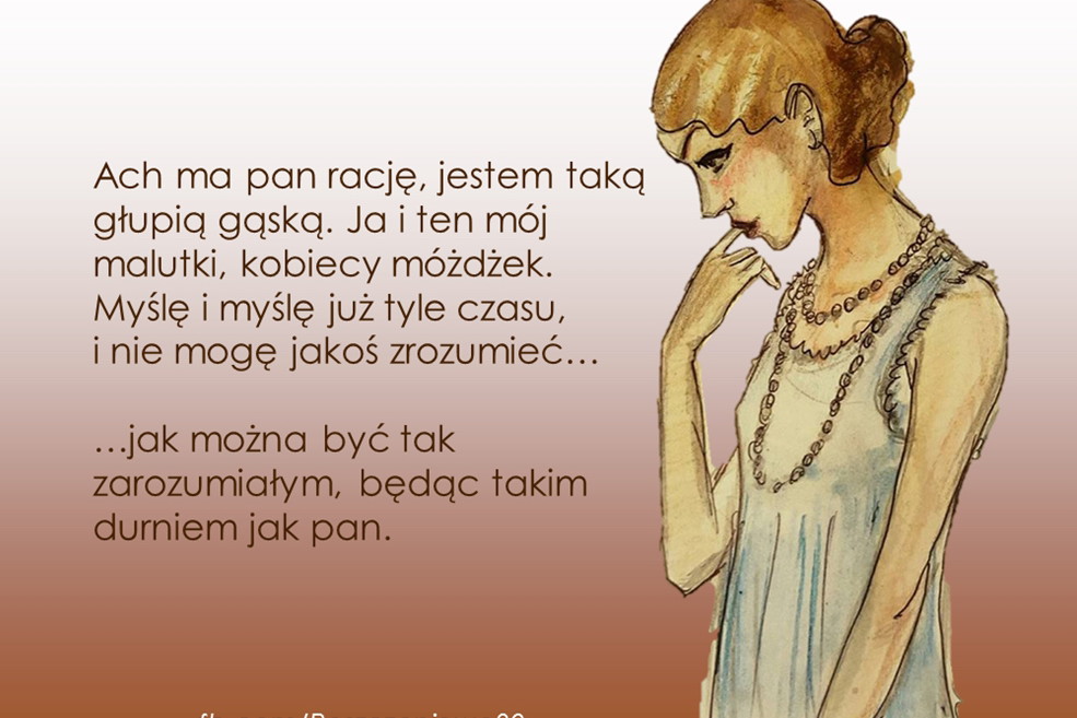 Zamyślona kobieta - rysunek