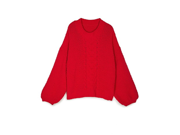 sweter z bufiastymi rękawami, Stradivarius, cena: 99,90 zł