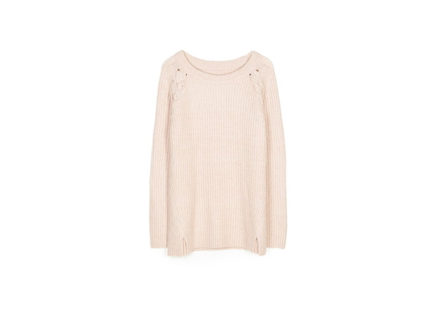 sweter z plecioną ozdobą, Stradivarius, 99,90 zł
