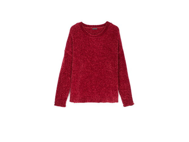 sweter z włóczki szenila, Stradivarius, cena: 79,90 zł