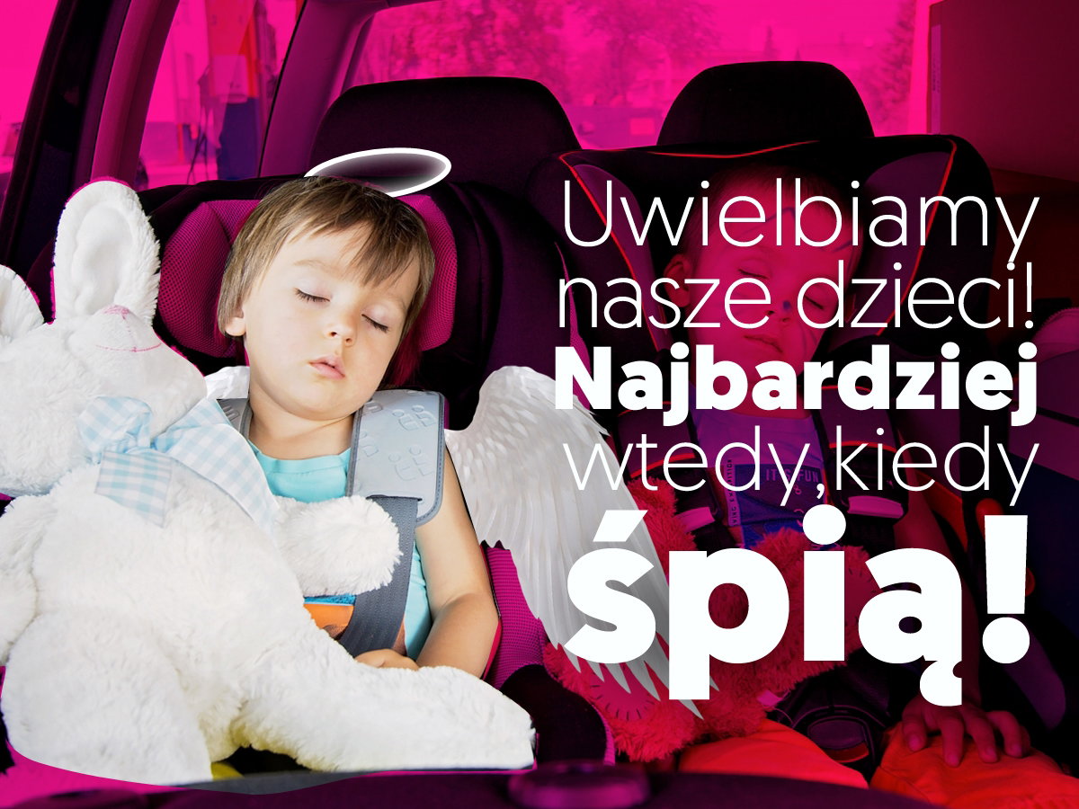 Śpiące dziecko w aucie - mem