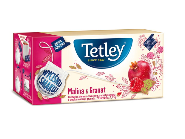 Herbata Tetley, malina&granat - cena ok. 5.50 zł