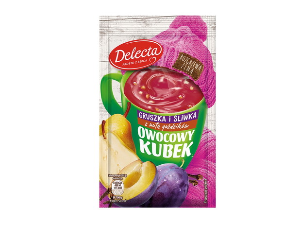 Kisiel Owocowy Kubek Delecta, gruszka&śliwka z nutą goździków