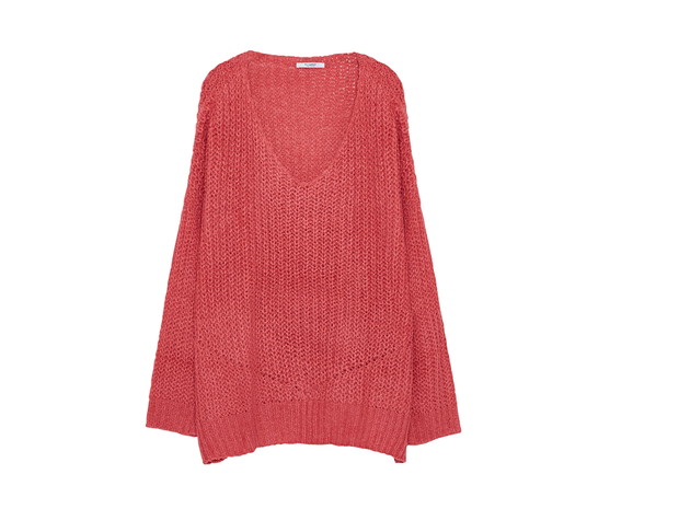 Sweter z dekoltem w serek Pull&Bear, cena, ok. 99 zł