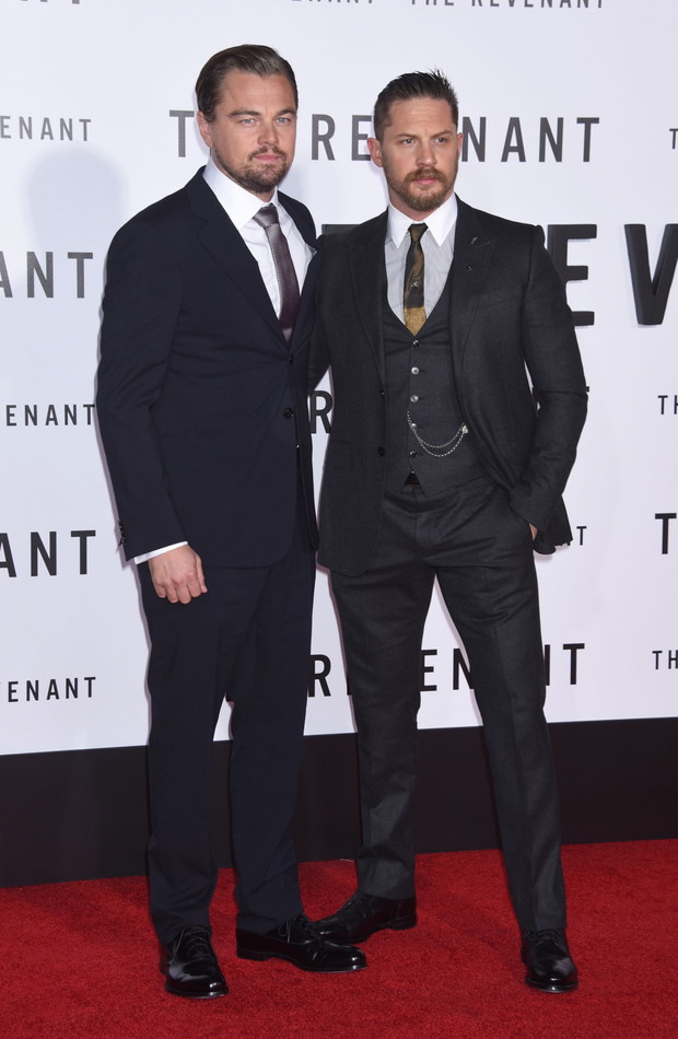 Leonardo DiCaprio i Tom Hardy na premierze Zjawy