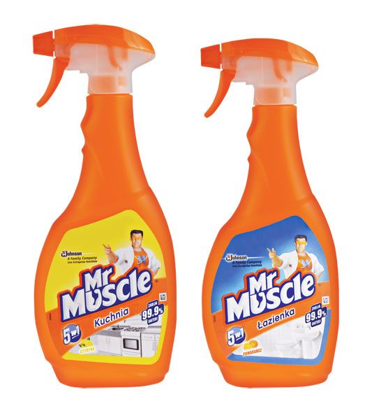 Mr Muscle® 5 w 1 Kuchnia i Łazienka. Płyny do czyszczenia i dezynfekcji kuchni lub łazienki w wygodnej formie rozpylacza