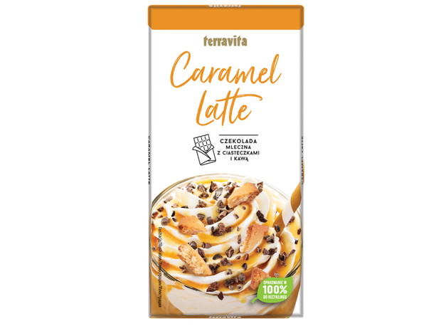 Czekolada Terravita z nadzieniem o smaku Caramel Latte - cena ok. 3 zł