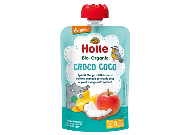 Ekologiczny mus Croco Coco od Holle z jabłka, mango i kokosa - cena ok. 5 zł