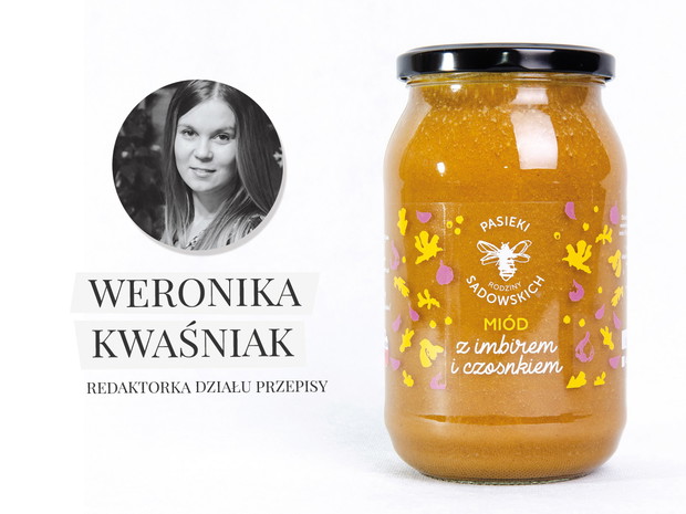 Miód z imbirem i czosnkiem, Pasieki Sadowskich - cena od ok. 24 zł, zależnie od pojemności